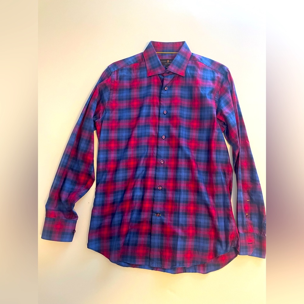 Robert Talbott Tailored Windowpane dress Shirt - size medium (slim). Like new!!